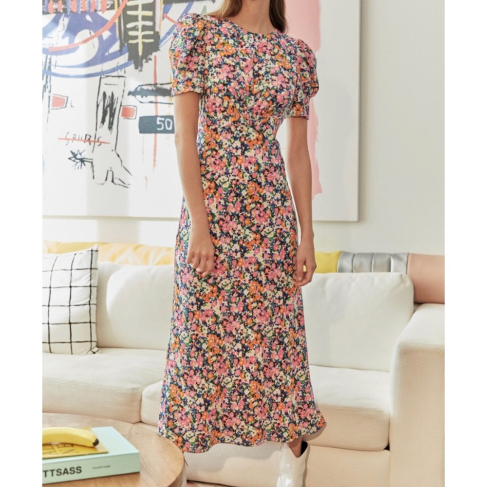 Saloni Bianca Silk Floral Dress